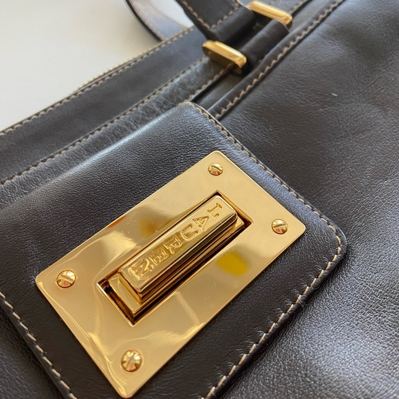 Vintage Y2K Baguette Ralph Lauren Brown Leather Shoulder Bag Double Handle - Picture 3 of 10